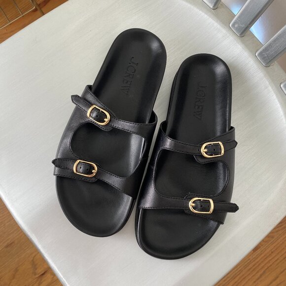 J. Crew Colbie Buckle Sandals - Black - Picture 1 of 3